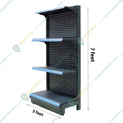 Premium Quality 7 x 3 Feet 4 Shelves Display Rack With Fine Net - Set Of 2