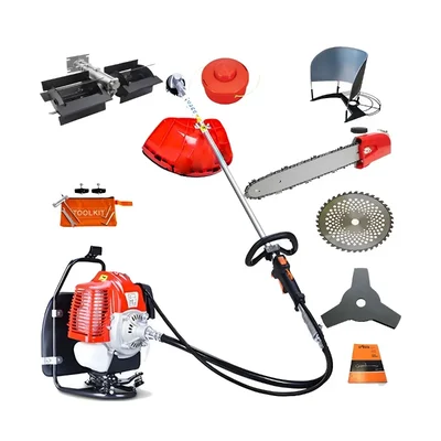 Greenleaf BP-GX-35TA 2HP, 4 Stroke Petrol Engine Backpack Brush Cutter with Weeder/Tiller Chainsaw Paddy Guard and Blade Attachments (43cc)