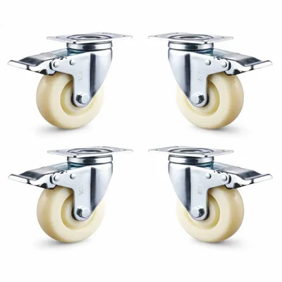 Heavy Duty 40 MM Double Bearing Plate Swivel With Brake Type caster Wheel ( Pack of 4)