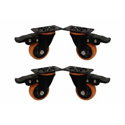 Heavy Duty 1.6 inch / 40 mm Pack Of 4 Swivel With Brake Type Double Ball Bearing PP Caster Wheel