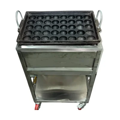 Aarogyam 40 Pits Long Burner Paniyaram Cooking Set Cast Iron 5x8 Pattern Cavities Lid