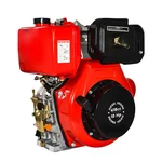 Heavy Duty 418cc (10 Hp) 4-Stroke Single Cylinder Recoil Start Shaft Spline Type Diesel Engine With  5.5L Fuel Tank