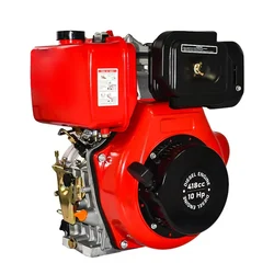 Heavy Duty 418cc (10 Hp) 4-Stroke Single Cylinder Recoil Start Shaft Spline Type Diesel Engine With  5.5L Fuel Tank