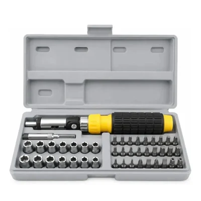 Premium Quality 41 Pcs Chrome Vanadium 3-Way Reversible Ratchet Screwdriver and Socket Tool Kit with Storage Case