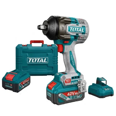 TOTAL 42V 1/2" Drive 2400RPM 1060Nm Heavy Duty Brushless Cordless Impact Wrench Kit TIWLI42862