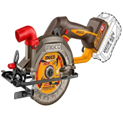 INGCO 42V 140mm 5-1/2" Brushless Cordless Circular Saw Kit with 2 Batteries, Charger & Carrying Case CSLI4214012