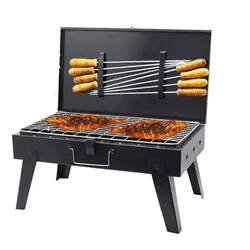  STARCAVE 43 cm Briefcase Charcoal Barbeque Grill with 8 Skewers