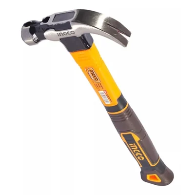 INGCO 450gm Drop-Forged Hammer Head Claw Hammer, Fiberglass Handle, With Magnetic Nail Function (HCH81016)