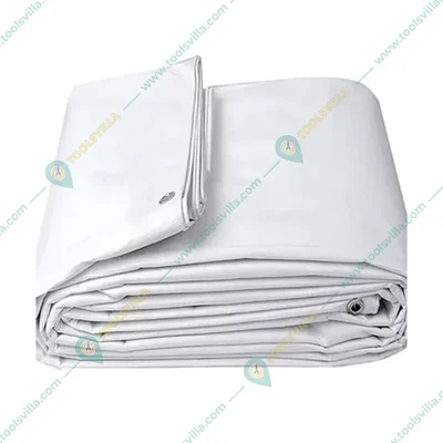 ZN Global 450 GSM 30 feet x 18 feet Nylon Fabric, PVC Coated, UV Protected, Waterproof Tarpaulin Sheet(Color-White)