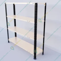 Alija 48x47x12 Inch 4 Shelves Slotted Angle Metal Rack For Multipurpose uses (Black Angle & Ivory Shelves)(Gauge-22 gauge shelves, 16 gauge angle)