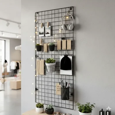 Premium Quality 48 x 96 inch Grid Wall Mesh With 10 Pieces Hook For Multipurpose Use(Size-4 inch Hook)