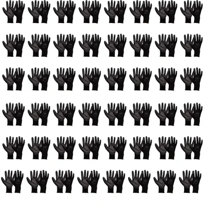 Ansell EDGE 48-126 Polyester Material Palm Coated Light-Weight Black Safety Gloves - Pack of 48