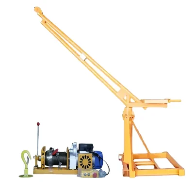4G 500 KG capacity 360° Mini Crane With 3.5 Hp Electric Clutch Winch, 40 Meter 8 mm Wire Rope