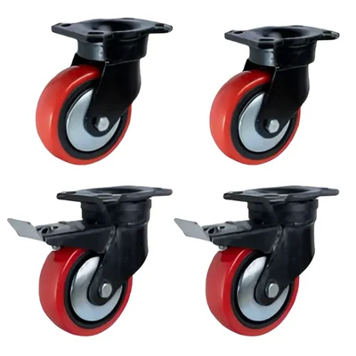 Prakash 4 Inch Heavy Duty 8 mm Thickness 2 Pcs Swivel & 2 pcs Safety Break Swivel Type Caster Wheel