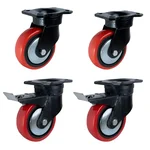 Prakash 4 Inch Heavy Duty 8 mm Thickness 2 Pcs Swivel & 2 pcs Safety Break Swivel Type Caster Wheel