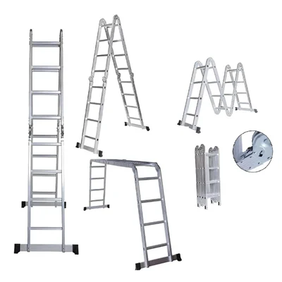 Bigapple 16 Step Foldable and Adjustable Multipurpose Aluminium Ladder 4X4 for Home and Industrial Purpose