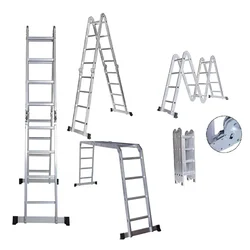 Bigapple 16 Step Foldable and Adjustable Multipurpose Aluminium Ladder 4X4 for Home and Industrial Purpose