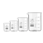 Bello Set of 4pcs Borosilicate 3.3 Glass Beakers with Graduation Marks, 10ml, 50ml, 500ml, 1000ml Capacity for Laboratory