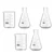 SBT Instruments Set of 5, Borosilicate 3.3 Glass Beaker and Conical Flask with Graduation Marks, 100ml Capacity