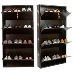 Welbuilt 4 Door 4 Shelf 26 inch Wall Mounted Metal Shoe Rack