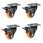 Heavy Duty 4 inch Brake Type PU Caster Wheel, 300 kg Load Capacity (Pack of 4)