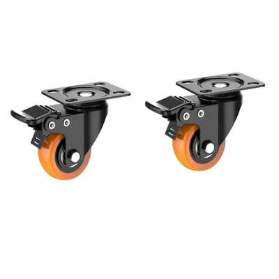 Heavy Duty 4 inch Brake Type PU Caster Wheel, 75 kg per wheel Load Capacity(Pack-2 pcs)
