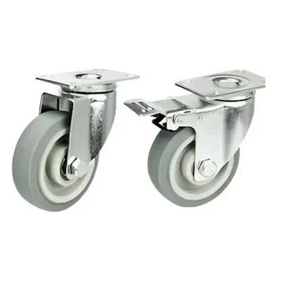 Prakash Pack Of 2 Light Duty 4 Inch Fixed and Swivel With Brake Plate Type Caster Wheel