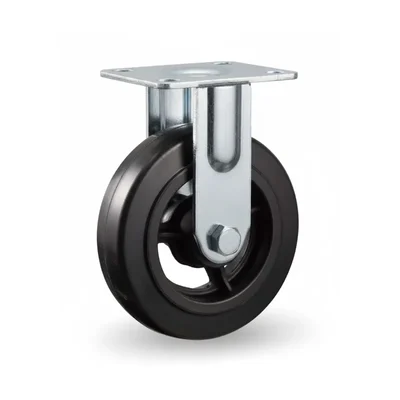 Heavy Duty 4 inch Fixed Type Roller Bearing CI & Rubber Caster Wheel