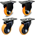 Heavy Duty 4 inch Fixed Type PU Caster Wheel, 300 kg Load Capacity (Pack of 4)