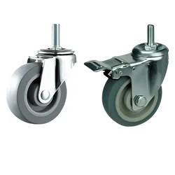 Prakash Pack Of 2 Light Duty 4 Inch Fixed and Swivel With Brake Thread Type Caster Wheel