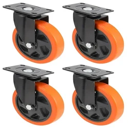 Heavy Duty 4 inch Movable Type PU Caster Wheel, 300 kg Load Capacity (Pack of 4)