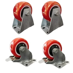 Suwas Trolley 4 x 2 Inch  Pack Of 4 PU Caster Wheel With 500 Kg Load Capacity (2 Fixed and 2 Swivel With Brake Type) | 6 Months Warranty