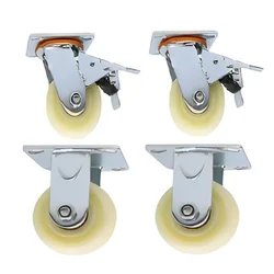 Suwas Trolley 4 x 2 Inch Pack Of 4 PP Caster Wheel With 1200 Kg Load Capacity ( 2 Fixed  2 Swivel With Brake) | 6 Months Warranty