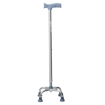 Sami Ortho Aids 4 Leg 64cm Adjustable Height Walking Stick for Old Age Anti Slip Broad Base Cane