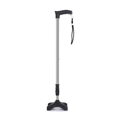 Sami ortho aids 4 Leg Walking Stick with Adjustable Height and Anti-Slip Base Leg for Old Age