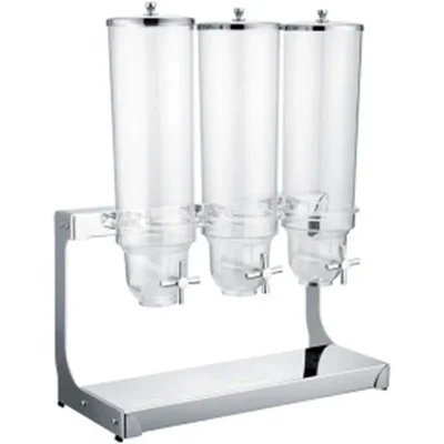 High Capacity Triple Jar 4+4+4 Ltr Cereal Dispenser for Buffet Breakfast, Cafes, Restaurants & Hotels