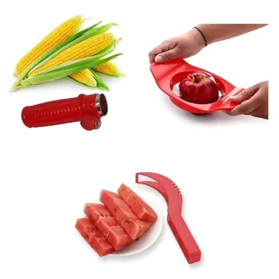High-Quality Apple Cutter, Corn Cutter, Watermelon Cutter Combo - 3 Pieces