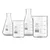 SBT Instruments 4pcs Borosilicate 3.3 Glass Combo of Beaker and Conical Flask 500ml, 100ml with Graduation Marks