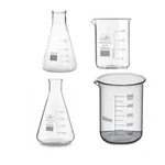 SBT Instruments 4pcs Borosilicate Glass Conical Flask & Beaker 250ml, 500ml for Laboratory