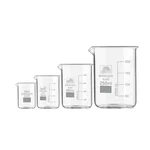 SBT Instruments Set of 4 Borosilicate 3.3 Glass Beaker 10ml, 50ml, 100ml, 250ml with Graduation Marks
