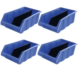 Aristo 4 Pcs 380 x 230 x 170 mm FPO Verticle Partition Blue Storage Bin,Premium HDPE Material (Bin-80)