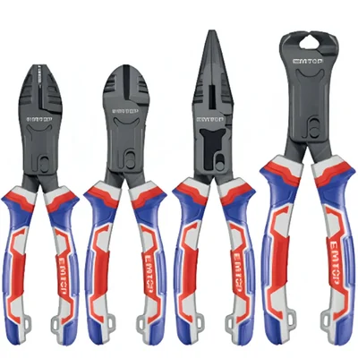 EMTOP EPLS2451 Industrial 4 Pcs Compound Action Pliers Set Energy Saving Design CR-V Steel Comfort Grip