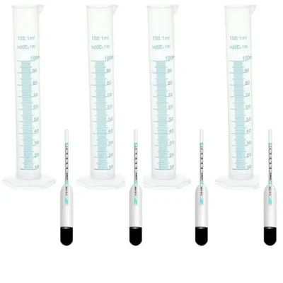 SBT Instruments 4pcs Milk Lactometer and 4pcs x 100ml Cylinder for Checking Milk Purity within a Minute