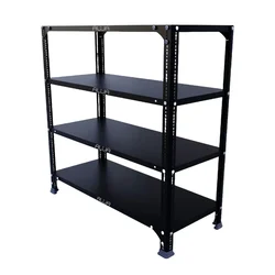 ALIJA 36 x 35 x 15 Inch 4 Shelves Multipurpose Storage Rack With Accessories(Color-Black,Gauge-24 gauge shelves, 18 gauge angle)