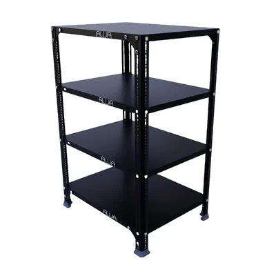 ALIJA 36 x 23 x 18 Inches 4 Shelves Multipurpose Storage Rack With Accessories (Gauge-24 gauge shelves, 18 gauge angle,Color-Black)