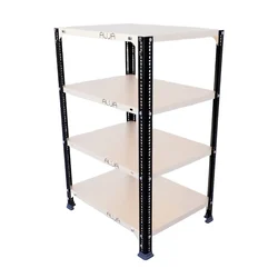 ALIJA 36 x 23 x 18 Inches 4 Shelves Multipurpose Storage Rack With Accessories (Gauge-24 gauge shelves, 18 gauge angle,Color-Black)