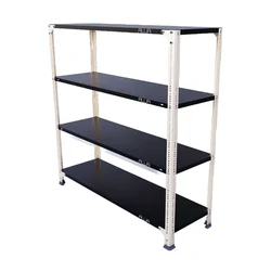 ALIJA 48 x 47 x 15 Inches 4 Shelves Multipurpose Storage Rack (Color-Red and Ivory,Gauge-22 Gauge Shelves, 16 Gauge Angle)