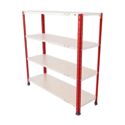 ALIJA 48 x 47 x 15 Inches 4 Shelves Multipurpose Storage Rack (Color-Red and Ivory,Gauge-22 Gauge Shelves, 16 Gauge Angle)