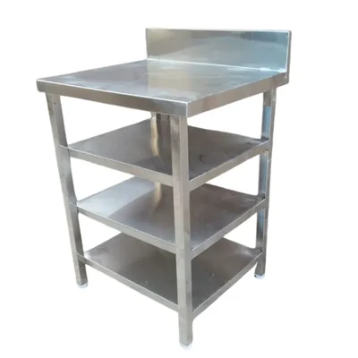 Vinayak Machines 24x24x34 inch Stainless Steel Table with 4 Shelf and 4 inch Backsplash