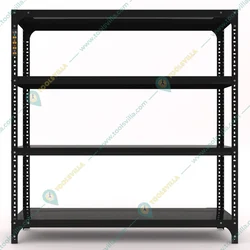 FIDVI® 9D X 35L X 36H Inch 4 Shelves Powder Coated Slotted Angle Metal Rack With Accessories ( SR-005)